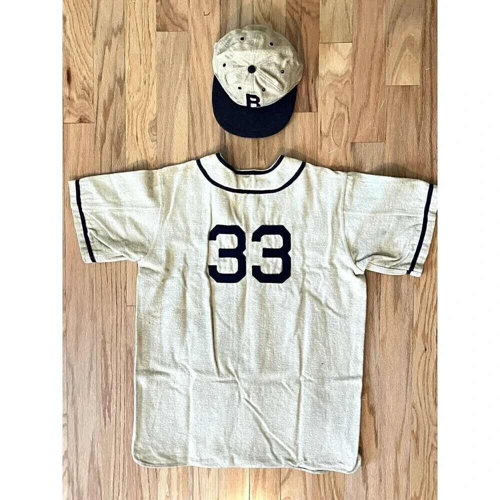 Vintage Braves Youth Baseball Uniform Elano NY #33 3-Piece Jersey Pants Cap